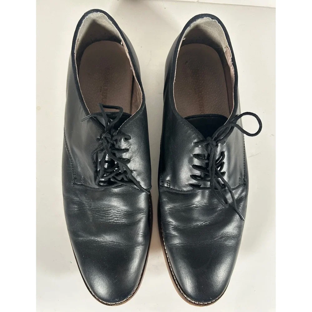 Banana Republic Mens Hinto Black Leather Derby Dress Shoes Size 11 M